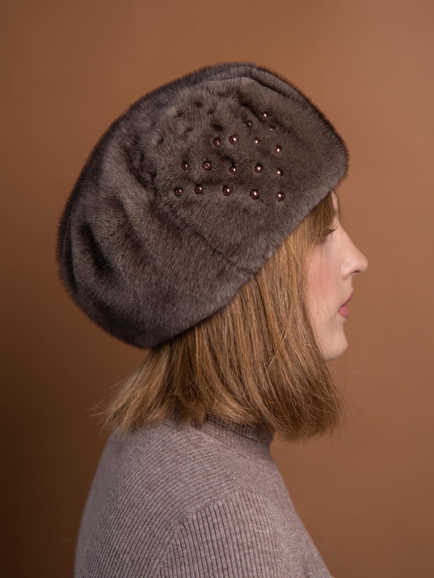 Берет из искусственного меха норки, арт. МР-150