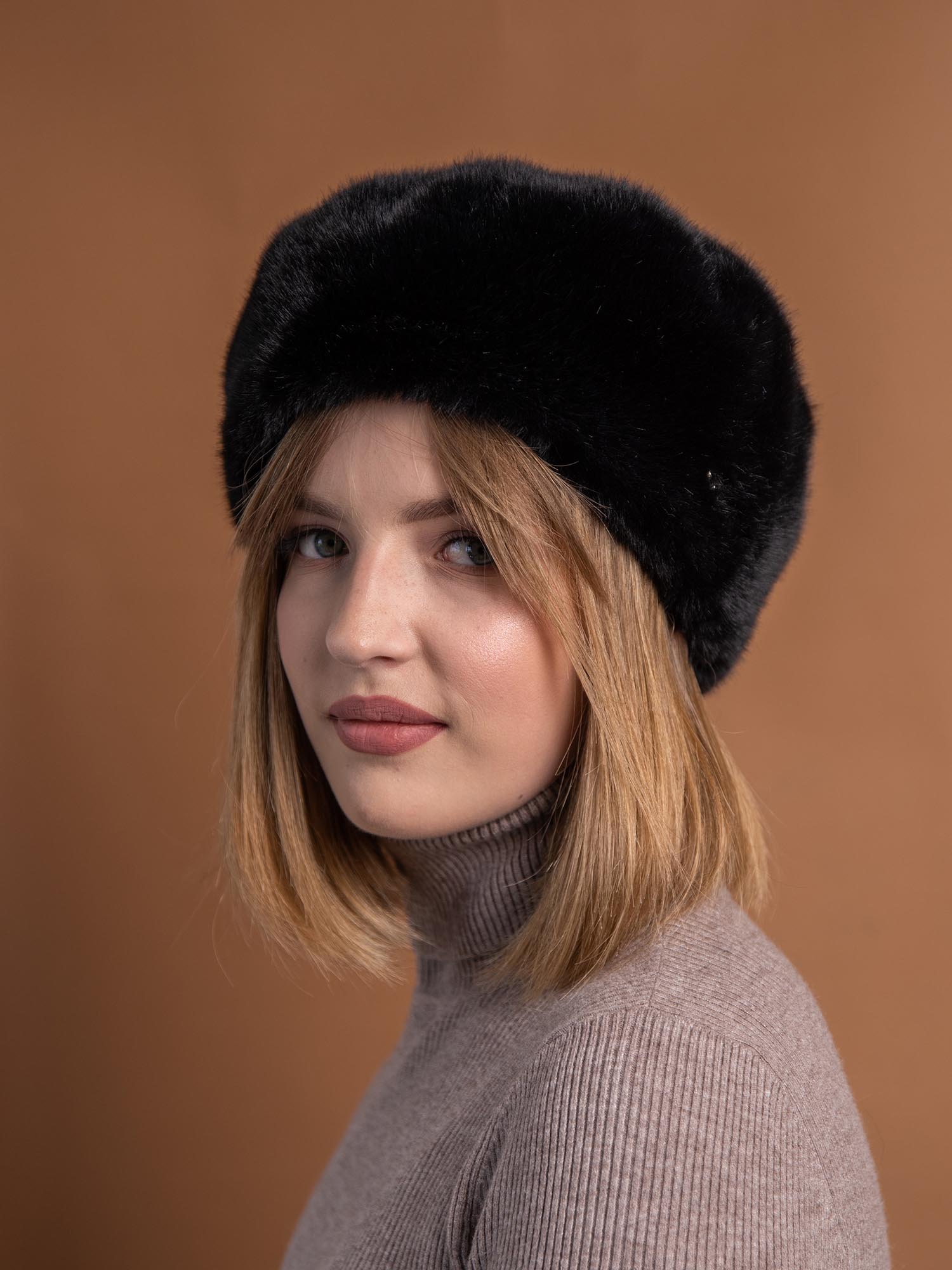 Берет из искусственного меха норки, арт. МР-203